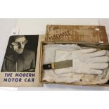 Vintage boxed pair of Millwatt Electric heated Driving Gloves and a Shell Lubricating Oil book of "