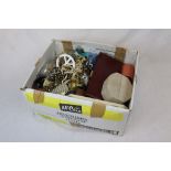 Large box of mixed costume jewellery and watches to include vintage
