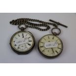 Two vintage Hallmarked Silver key wind Pocket watches, both with Enamel dials and sub dials at the