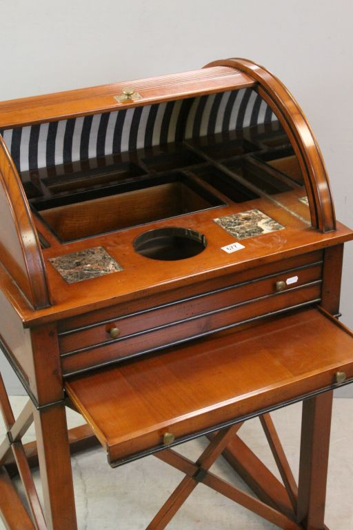 Unusual Hardwood Dressing Table with Barrel Top which folds completely back to reveal seven - Image 3 of 6