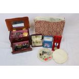 Box of mixed vintage Costume jewellery etc to include 9ct gold Earrings, boxed Silver Jubilee
