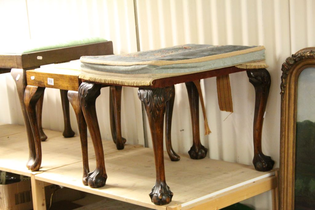 Three Early 20th century Dressing Stools, one with ball and claw feet together with a Coffee Table - Image 2 of 3