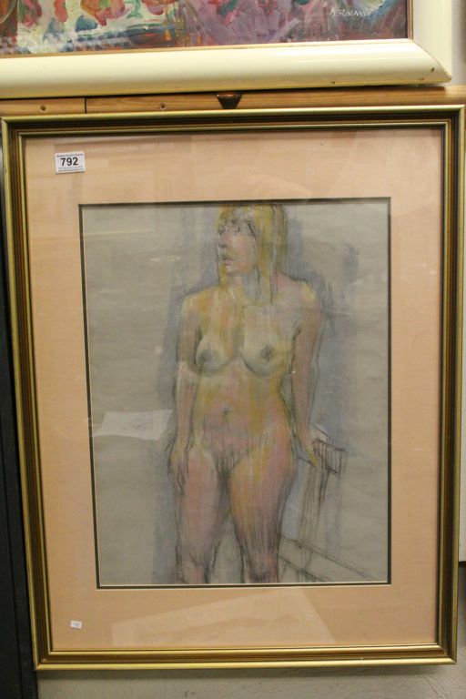 V.Hamer 20th Century framed pastel study pose of a female nude