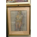 V.Hamer 20th Century framed pastel study pose of a female nude