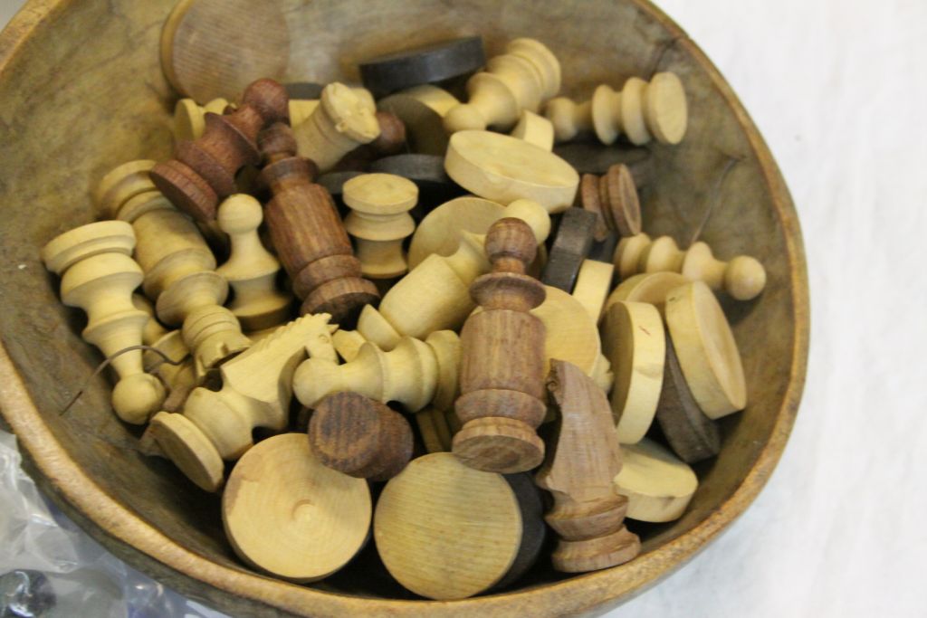 Mixed Lot including Cutlery, Chess Pieces and Boards, Marbles, Wooden Bowl, etc - Image 2 of 5