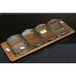 Danish ' Digsmed ' Hor D'Oeuvre Tray comprising a Teak Base with Six Glass Dishes, 46cms long