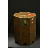 Oriental Hardwood Octagonal Box with Brass Mounts and Lock, 43cms high x 34cms wide