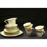 Art Deco ' Royal Paragon ' Part Tea Service decorated with flowers and butterflies including 5 Tea