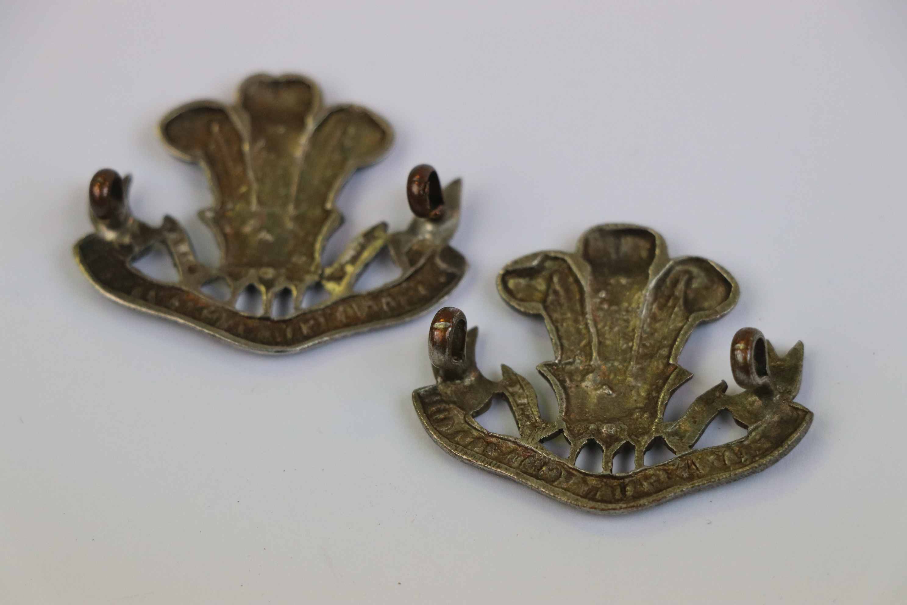 Two Silver Welsh Regiment Collar Badges. - Image 5 of 5