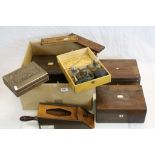 Three 19th century Rosewood Jewellery Boxes, Indian Sandelwood Jewellery Box, Wooden Card Dealer,