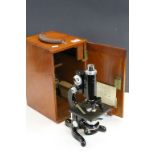 W. Watson & Sons Ltd ' Service ' Microscope no. 73189 with Chrome Mounts and fitted in a Mahogany