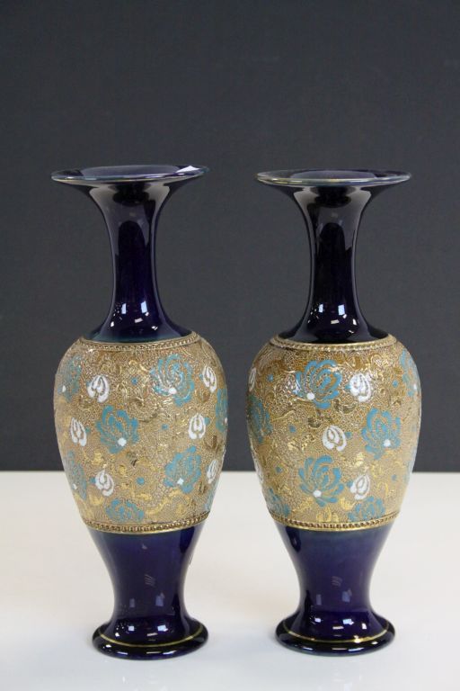 Pair of Royal Doulton "Slaters Patent" Vases, with embossed number 3606 to base and painted number