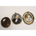 Two Hand Painted Miniature Portraits, both signed, one by "Louise De Malontigue", approx 12 x 9.