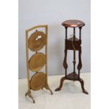 Mid 20th century Oak Three Tier Folding Cake Stand 88cms high together with a Georgian Style