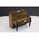 19th Century novelty Inkstand in the form of a Piano with Walnut veneer finish and Original Glass