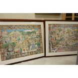 Three large scene view prints of Spanish cities Sevilla Granada