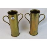 A Pair Of World War One / WW1 Trench Art Vases Made From Brass Artillery Shells One Being Dated