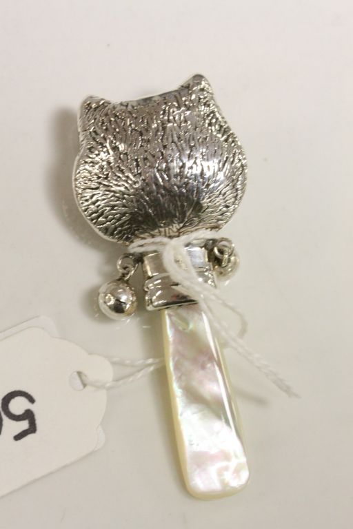 Silver babies rattle in the form of a cat - Image 2 of 2