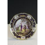 19th Century hand painted Crown Derby Plate with Pie crust edge and a Classical scene depicting