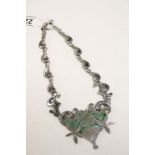 Mexican Hallmarked Silver & Turquoise Necklace, marked to reverse "Hecho A Mano 925"