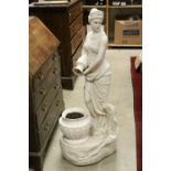 Composite Electric Garden Water Fountain in the form of a Grecian Lady holding an Urn, 128cms high