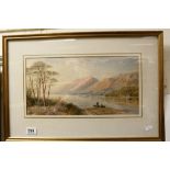 Cornelius Pearson 19th century watercolour Fisherman on a loch in a highland setting signed and