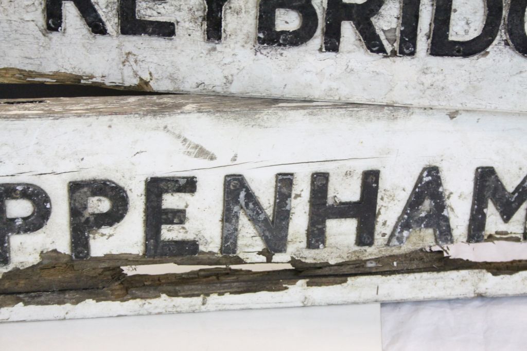 Two vintage Wooden Signs with metal lettering, one marked "Chippenham" the other "Reybridge", - Image 3 of 6