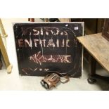 Visitors Entrance Sign (letters worn) together with a Cased Set of World War I Binoculars (the