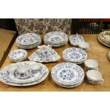 Collection of Meissen Onion Pattern Dinnerware including Two Oval Sandwich Plates, Triangular