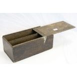Antique Oak Candlebox, the sliding lid opening to reveal two compartments