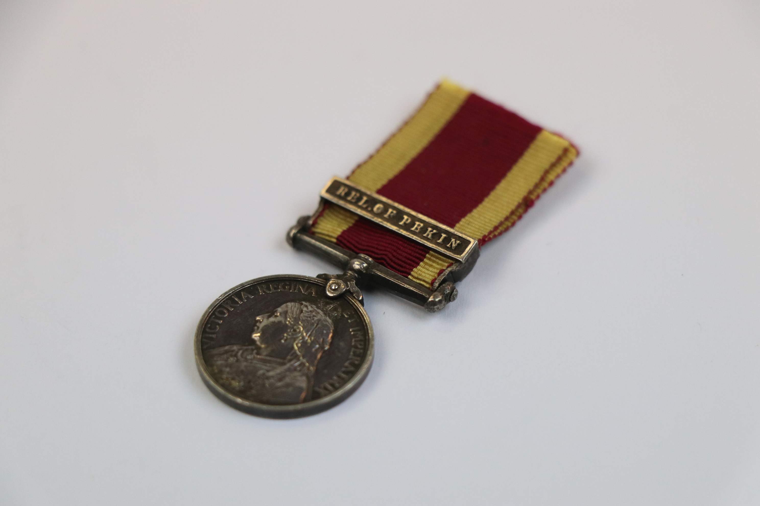 A Victorian British China War Of 1900 Miniature Medal With Relief Of Pekin Bar. - Image 3 of 5