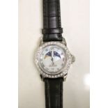 Ladies Dupier wristwatch moon face dial on leather strap