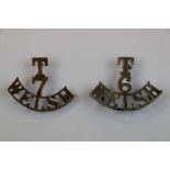 Two Shoulder Title Badges To The 6th And 7th Welsh Territorial Regiment.