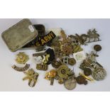 A Collection Of Military Regimental Badges And Buttons To Include World War One & World War Two