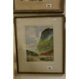 Watercolour mountain scene with label to reverse J.C.McGonagle, 1934