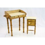 Child's size vintage Bamboo & Wooden Wash stand & Bedside cabinet, Wash stand approx 44.5cm tall