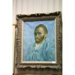 Oil Painting on Canvas Copy of Van Gogh Self Portrait, 50cms x 40cms, gilt framed