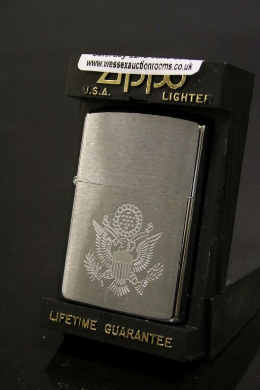 Four boxed vintage Zippo Lighters, three with American interest - Image 3 of 5