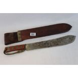 A World War Two Dated Machete Stamped With The Maker Josh Beal & Sons Of Sheffield, The Leather