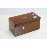 19th Century Marquetry inlaid Tea Caddy with lift out internal boxes and central Cut glass Mixing