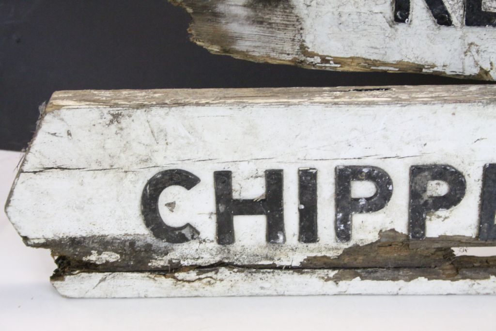 Two vintage Wooden Signs with metal lettering, one marked "Chippenham" the other "Reybridge", - Image 2 of 6