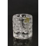 Lalique Glass Candle holder, approx 8cm tall and 7.5cm diameter, engraved to base "Lalique France"