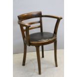 Early 20th century Oak Office Elbow Chair with Circular Seat