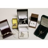 Small collection of boxed Hallmarked Silver jewellery to include Necklaces, Ring & Brooch etc