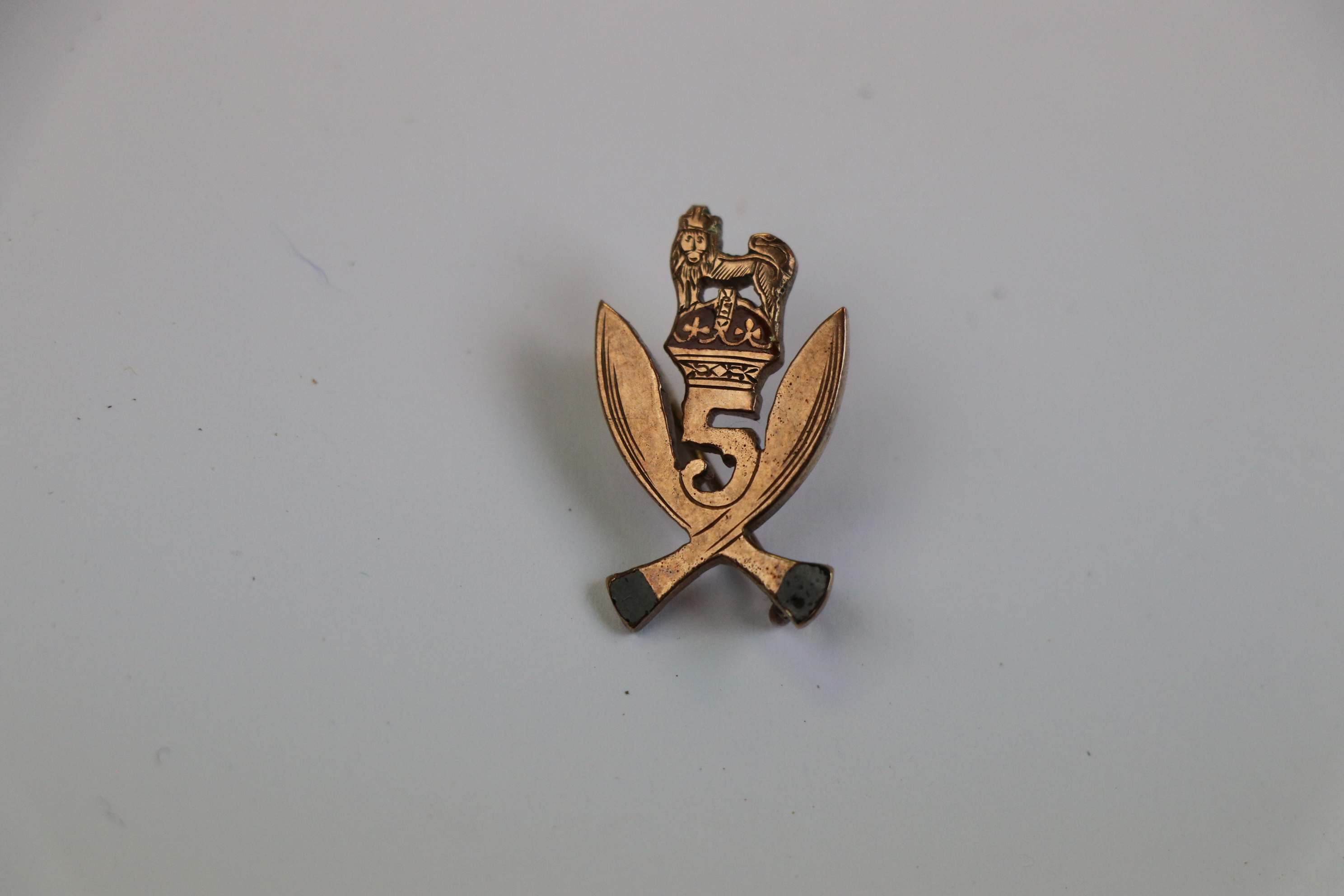 A 5th Gurkha Rifles (Frontier Force) 9ct Gold Sweetheart Brooch. (Brooch Is Not Hallmarked But Tests