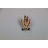 A 5th Gurkha Rifles (Frontier Force) 9ct Gold Sweetheart Brooch. (Brooch Is Not Hallmarked But Tests