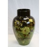 Large Torquay pottery type vase with hand painted Floral decoration & glazed finish, stands approx