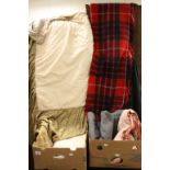 Collection of Vintage Bed Covers including Pair of Gold Coloured Quilted Bedspreads, Pair of Pink