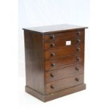 Six drawer varnished Pine Collector's Cabinet, measures approx 45.5 x 38 x 23.5cm