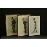 Three Framed and Glazed Vanity Fair Prints ' The Marquess of Bath ', ' Shipping ' and ' Frome '